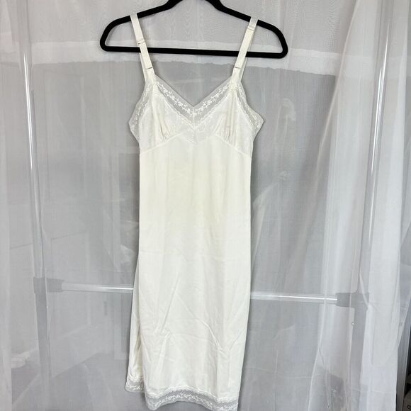 vintage 80's carol brent nylon slip dress lace embroidered cups coquette - Picture 1 of 8